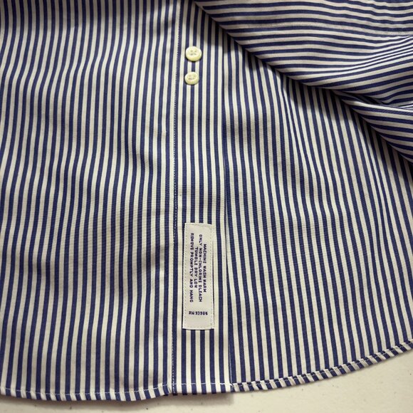 Brooks Brothers Classic Fit Button Down Shirt Blue White Striped Mens 16.5-35 - Picture 7 of 11